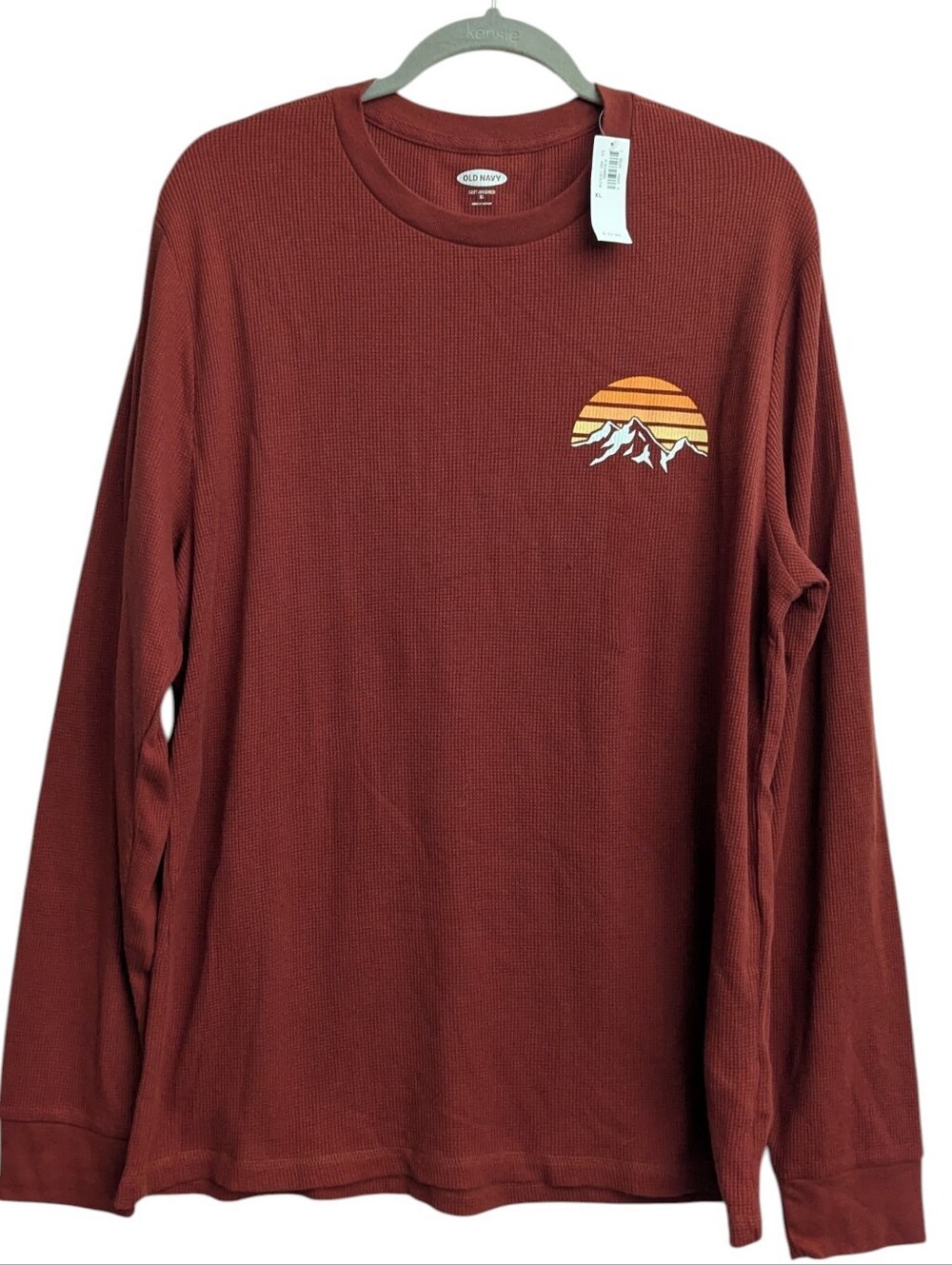 NWT Old Navy Thermal Shirt Soft Washed Orange Rust Color Long Sleeve Size XL
